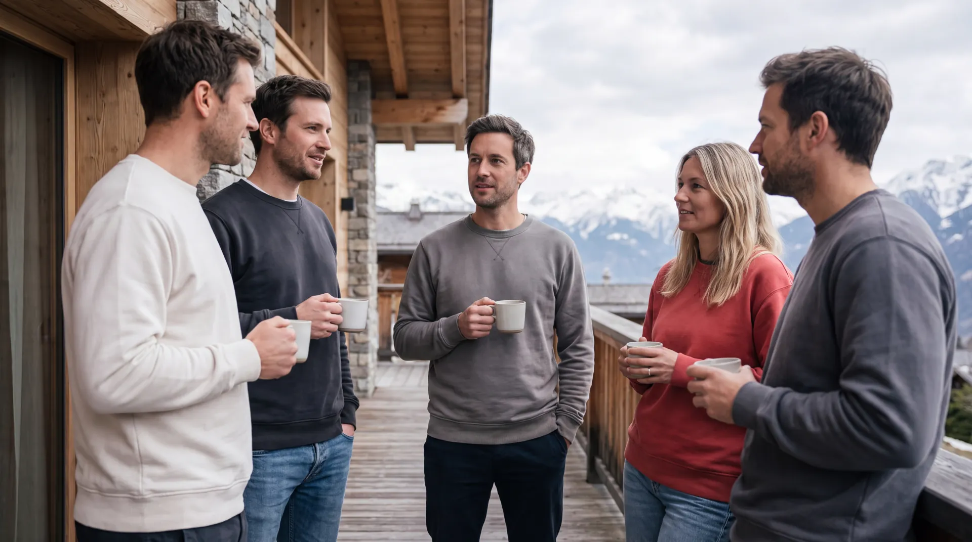 Freundesgruppe mit gemeinsamer Gruppenbekleidung